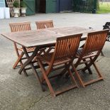 A folding garden table,