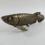 A bronze model of a carp,