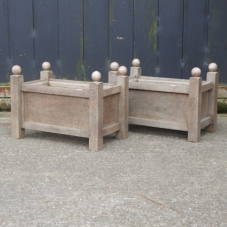 A pair of wooden garden planters,