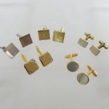 A collection of gentleman's silver and gold plated cufflinks