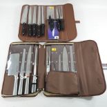 A nine piece knife set, cased,