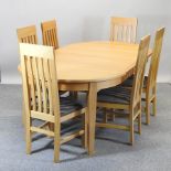 A Mark Elliot modern oak extending dining table with two additional leaves, 205 x 112cm overall,