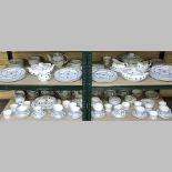 An extensive Royal Doulton bone china York Town pattern blue and white tea and dinner service