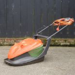 An electric Flymo lawn mower