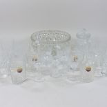 A collection of cut glass,