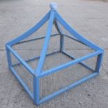 A blue painted wooden garden cloche,