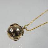 A 15 carat gold Masonic ball pendant,