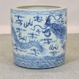 A large modern Chinese blue and white porcelain planter,