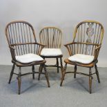 A set of eight spindle back dining chairs, each with a crinoline stretcher,