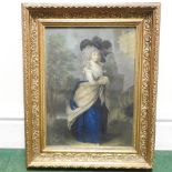 After Gainsborough, portrait of a lady, engraving, in an ornate gilt frame,