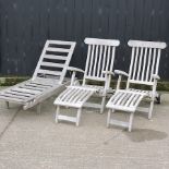 A pair of teak steamer chairs,