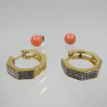A pair of 18 carat gold and diamond earrings,