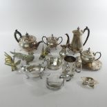 A collection of silver plated items,