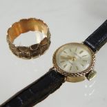 A Sekonda ladies gold plated wristwatch, cased, together with a 9 carat gold band,