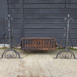 A cast iron fire basket, 72cm,