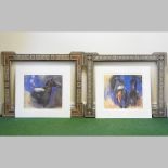 Katie O' Sullivan, Studies of horse and Jockey, two limited edition unframed prints, signed,