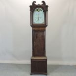 A 19th century oak cased longcase clock, with a painted dial and moon phase,