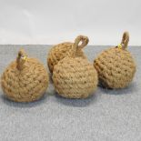 A set of four coir ball fenders,