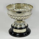 An Edwardian silver rose bowl, of circular half gadrooned form, London 1904, 20cm diameter,