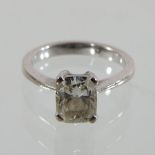 An 18 carat white gold oval cut solitaire diamond ring,