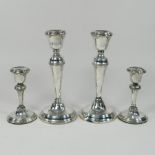 A pair of silver table candlesticks, Birmingham 1952, 25cm high,