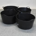 A set of four fifty five litre trug buckets