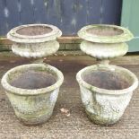 A pair of reconstituted stone garden urns, 44cm,