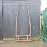 A pair of wooden horse cart shafts,