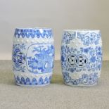 A Chinese blue and white porcelain garden seat, 47cm high,