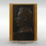 Telcs, Puccini, bronze relief portrait plaque, on a wooden mount,