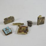A collection of five various 19th century miniature metal mounted souvenir albums,