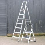 An aluminium step ladder, 213cm high,