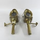 A pair of brass carriage lanterns,