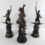 A collection of three French spelter figures,