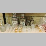A collection of glassware, to include decanters and oriental vases,