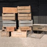 A collection of wooden boxes,
