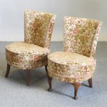 A near pair of 1950's vintage bedroom chairs