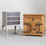 A grey painted side cabinet, 44cm,