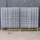 A pair of galvanised wire lockers,