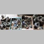 A collection of mainly 19th and early 20th century oil lamps and parts