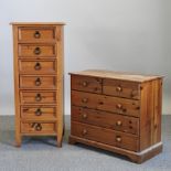 A pine chest, together with another narrow chest,