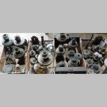 A collection of mainly 19th and early 20th century oil lamps and parts