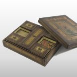 A late 19th century Japanese lacquer and gilt decorated games box, of rectangular shape,