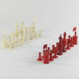 A 19th century bone chess set,