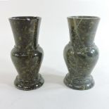 A near pair of carved marble vases, each of thistle shape,