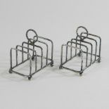 A pair of early 20th century silver toast racks, with five divisions, London 1913,