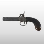 A 19th century percussion cap pocket pistol, with a 7cm circular barrel,