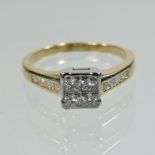 An 18 carat gold princess cut diamond ring, approximately 0.