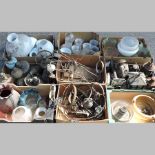Nine boxes of 19th century and later oil lamps,