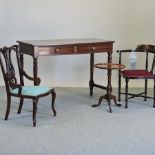 A Victorian mahogany side table, containing two short drawers, 115cm,